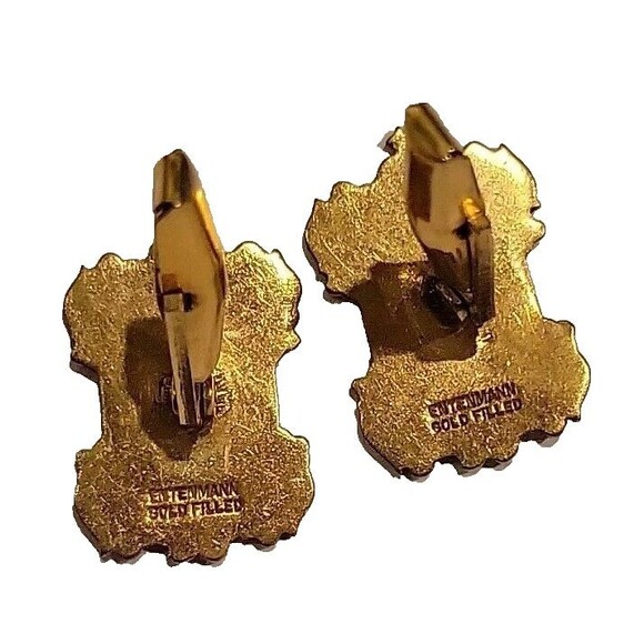 Vintage Entenmann Gold Filled Cufflinks Nautical Theme Enamel Ornate 1/20 12k - Picture 5 of 6